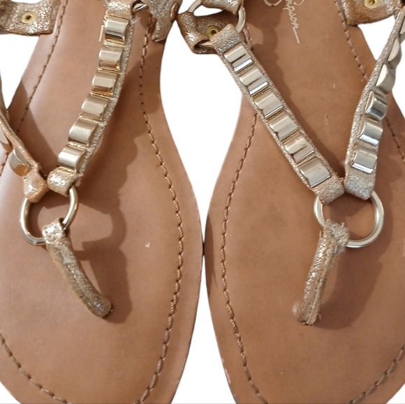 Jessica Simpson Gold Gladiator Studded Leather Sandals size 7.5 - Picture 3 of 10